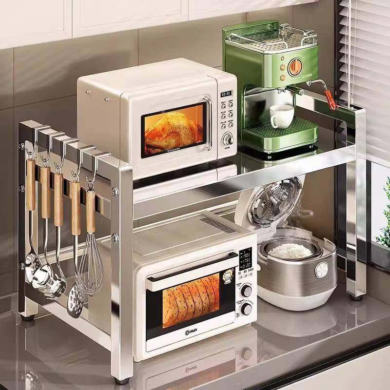 不钢厨房物架灶台多功家用收纳置架AXZ微波炉烤箱调锈料储物能架