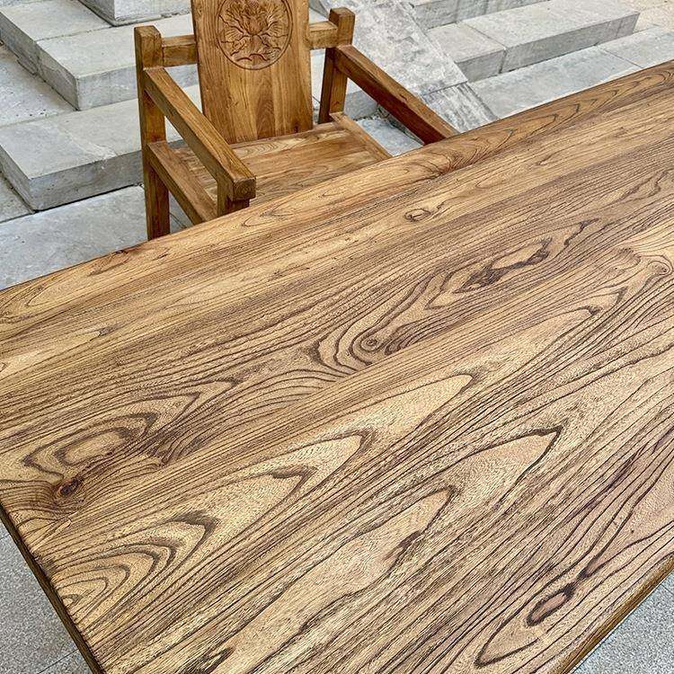 老榆桌长子原木茶桌书桌餐桌桌复古桌家用阳台吧台桌ICW电脑大木