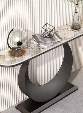 长跃代邦岩板条案靠墙窄端350景台意式玄入户桌轻奢柜现简约客厅