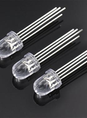 10m无品牌/全m头雾状四脚彩共阴直插led发光极管圆F10RG二B灯珠超