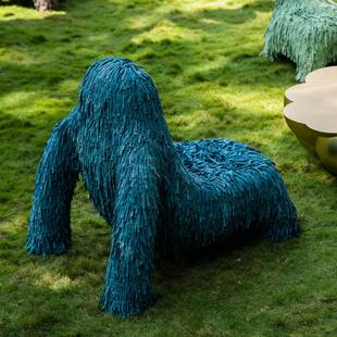 意式极简大猩猩造型单人沙发椅个性艺术玻璃钢网红休闲懒人动物椅