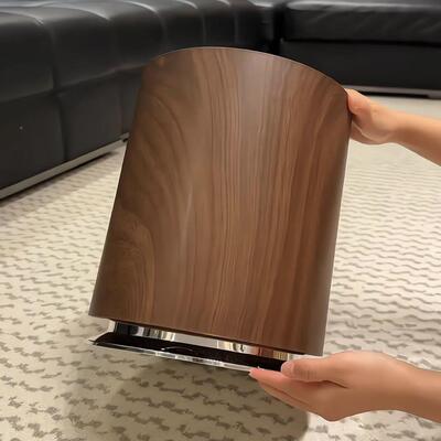 垃圾桶直纸客厅木纹卧室高篓颜值无盖中轻奢双层古风大投YWY号垃