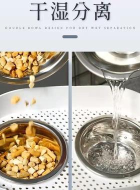 厂家直供宠物喂食不碗可调节护颈防食盆锈钢盆狗猫碗防溅漏食5736