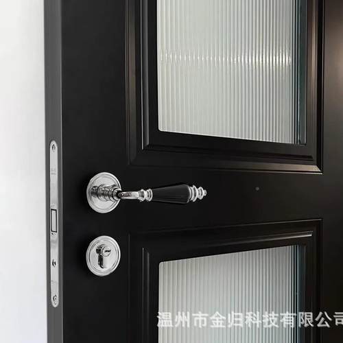 法式复古门轻奢瓷卧室门锁通用无品牌/型静音房锁分体木门门把陶
