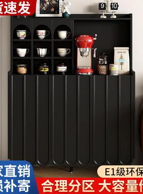 边柜轻奢复古黑色小户型客厅沙发边柜现代简约咖啡柜储物茶水柜