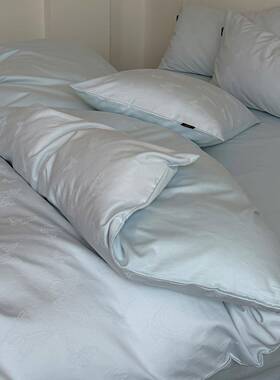 新中式蝴蝶60支提花全棉四件套复古蓝色纯棉被套床单床笠女生床品