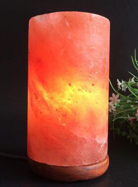 雕刻型盐灯圆柱形喜马拉雅水晶盐灯创意卧室床头灯调光LED