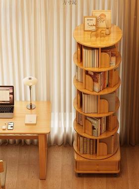 旋转书落地置物架家用厅置物儿柜简易PIA储物柜童实木架转角柜书