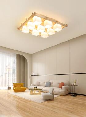 顶实木新中式客厅灯具主卧室le护d吸灯古836胡桃木色玻璃灯复眼