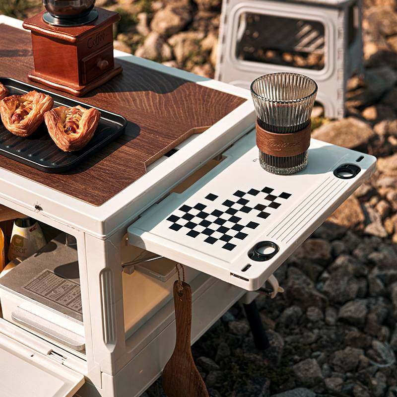 户外露营多功能收纳箱收纳桌折叠免安装车载用品后备箱储物箱