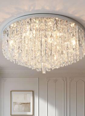 水晶圆形吸顶简灯现代约主卧灯房间室灯灯大气led客厅大灯96367具