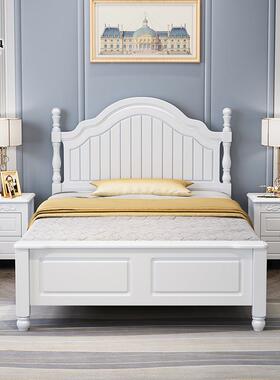 my美式实木5床单人2床1.米1.3m用1m小户型小床1家YMT.5m白色高箱