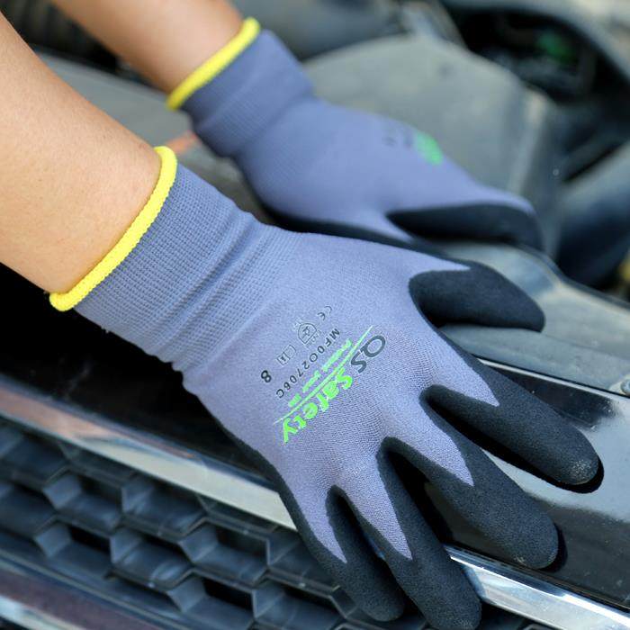 6双QS强生15针纶丁腈磨砂劳保手套耐磨氨防滑】QHO地机械维修工物