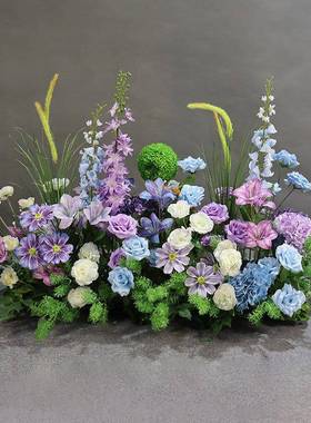 婚礼堂紫色成品莫奈牛角拱真门多胺仿巴花条舞XTS台景造橱窗美陈