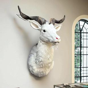 一挂比一仿真山羊居头件2651动物模型墙壁装 饰件玄关遮挡酒摆吧家