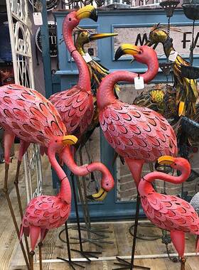 件艺婚庆XW955223橱窗道具铁艺饰火烈鸟摆花园装饰装品花园摆件铁