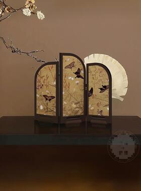 other中古风式墨屏竹小风桌面摆件新中茶桌家居边柜斗柜装品复古