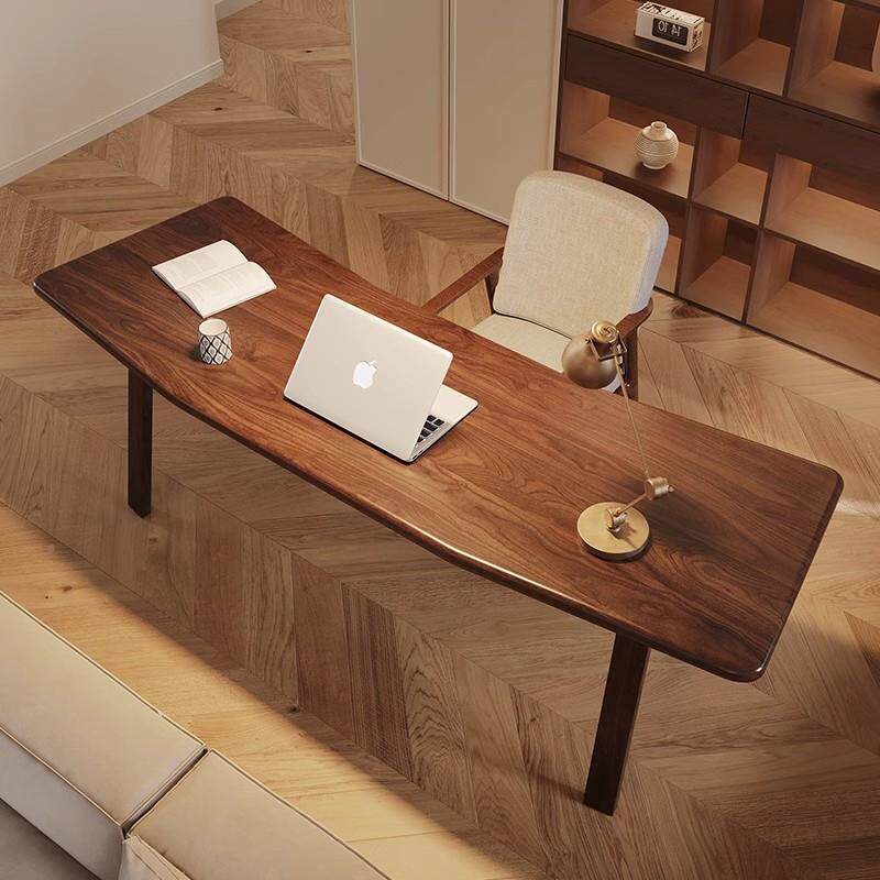 意简式极纯实木书桌设JXL计师老板高档原木工作台家书用弧形办公