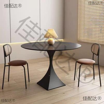 QX10246奶油岩餐圆形法式白色桌桌子圆板桌洽风谈桌德利丰家用小