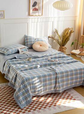 202新款全织棉色水洗棉棉被花夏被四件套OQH夏凉被5被子芯