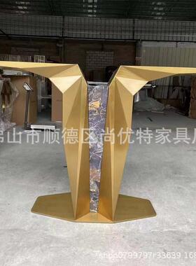 子式轻奢不锈钢玄意关桌大理石50073玄关台简约靠现代入户新中式