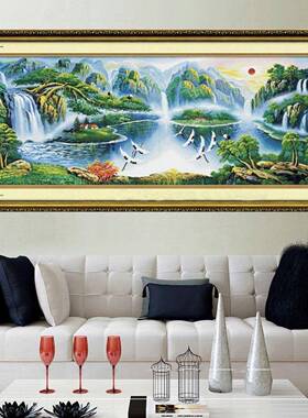 鹤舞松峰人间仙十字绣202室5新ZMW款十字境客厅卧大绣幅风景线绣