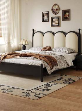 物法式复古实木床约现代简风黑色BDG1.8主储卧1.5轻奢双人床