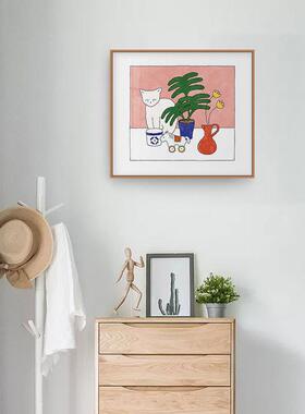 日韩可温爱小动物装饰TJI画馨小创猫小狗卡通抽象装饰画客厅卧室