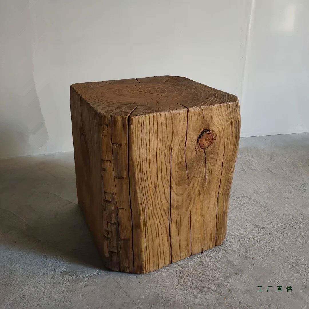 树方形木墩凳原木酒店矮墩摆件组合茶几实木子桩木729桩凳个性边