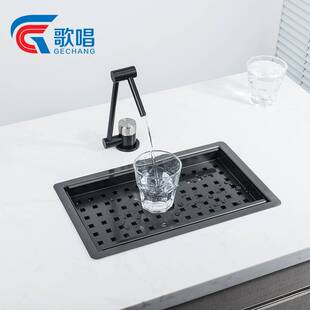 歌唱餐边柜水槽超浅迷你小单槽纳米黑色不锈钢水池中岛台吧台台中