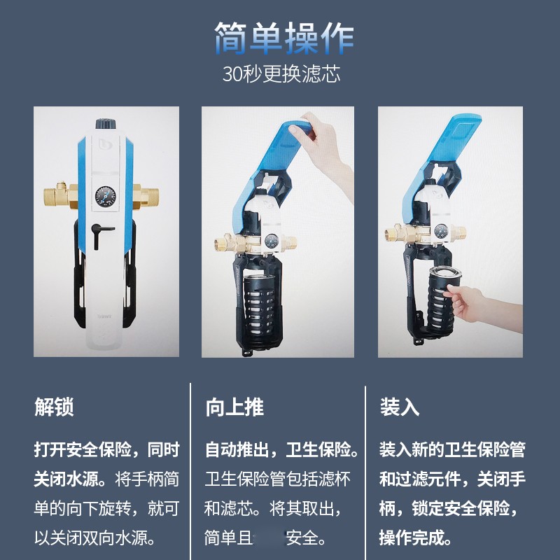 原装BWT E1前置净水器拆洗式倍世家用滤水器385