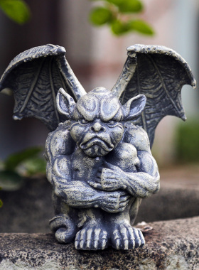 花园杂货 庭院小摆件 树脂小怪兽恶魔雕像创意动物园艺装饰品摆件