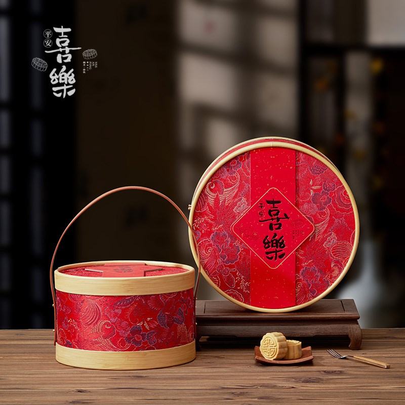 2024新款中秋月饼包装盒礼盒空盒双层8粒装手提圆形通用高档礼盒