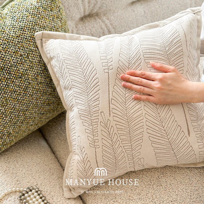 蔓越家 法式客厅燕麦色抱枕靠垫卧室床头靠背腰枕靠枕抱枕套含芯