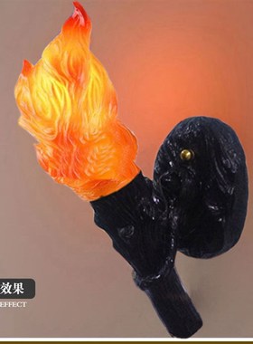 复古工业风火炬壁灯LOFT火把灯火焰个性酒吧怀旧咖啡馆装饰壁灯