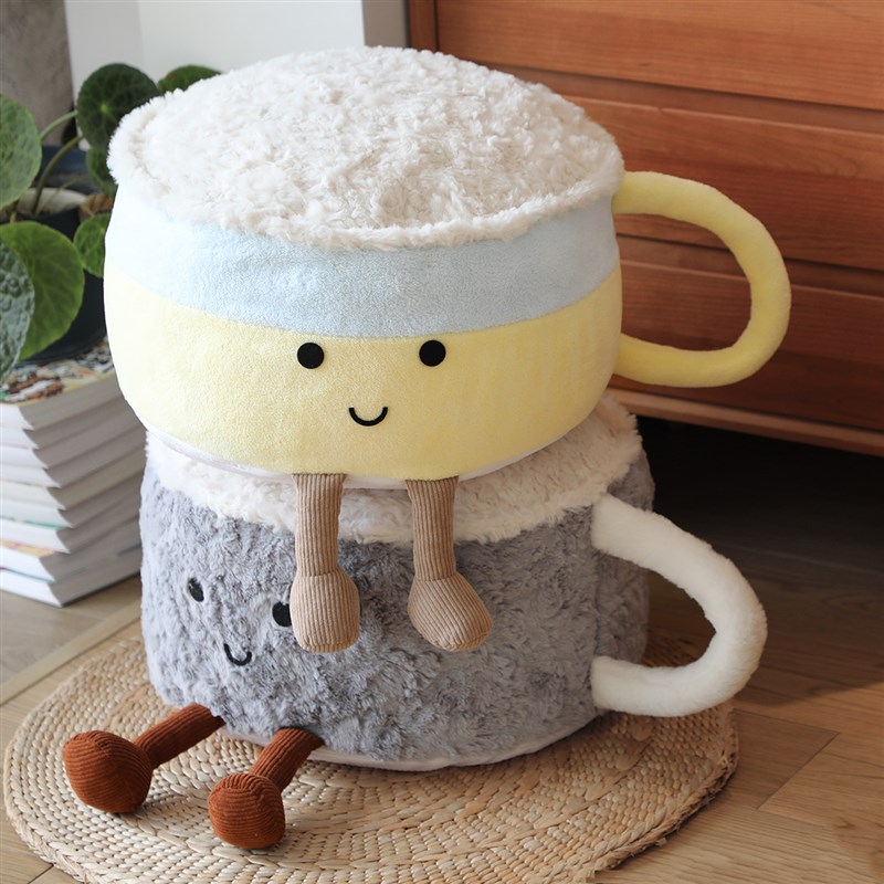 茶杯放腿凳客厅趣味坐墩沙发脚凳可拆洗门口换鞋凳亲子民宿蒲团