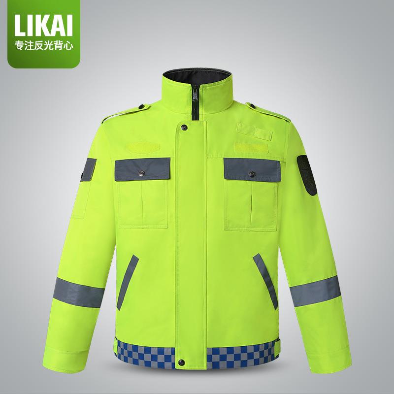 LIKAI反光骑行机车服交通安全防护服荧光防水外套可印图案