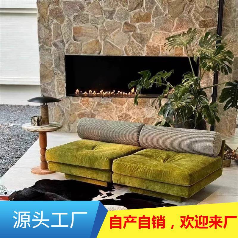 田园风极简设计小众款单人休闲沙发椅森林系抹茶绿懒人家居民宿椅