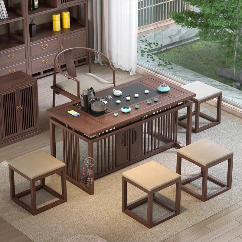 新中式茶桌椅组合实木禅意功夫小茶台黑胡桃小户型简约家用阳台桌,住宅家具,家用茶台/茶桌,淘宝优惠券,粉丝福利购,淘宝优惠卷