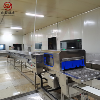 黑巧奶油卷巧克力涂层机 巴旦木瓜子酥巧克力包衣隧道式冷却线