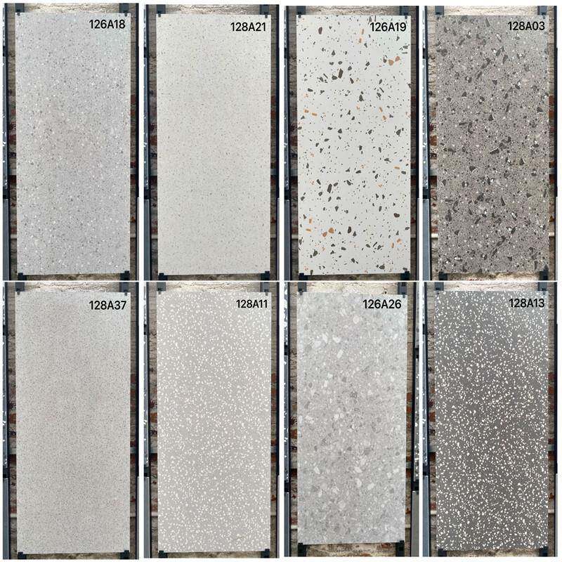 彩色大板水磨石瓷砖600x1200别墅客厅灰色防滑地砖餐厅工装仿