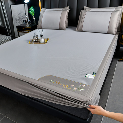 艾草凉席藤席加厚单人可折叠冰丝席三件套床笠空调席可机洗冰藤席