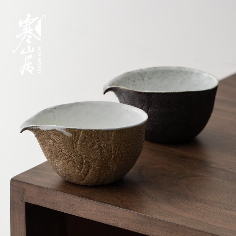 寒山居织布烧公道杯手工岩陶倒茶杯柴烧防烫分茶器茶虑杯茶具公杯