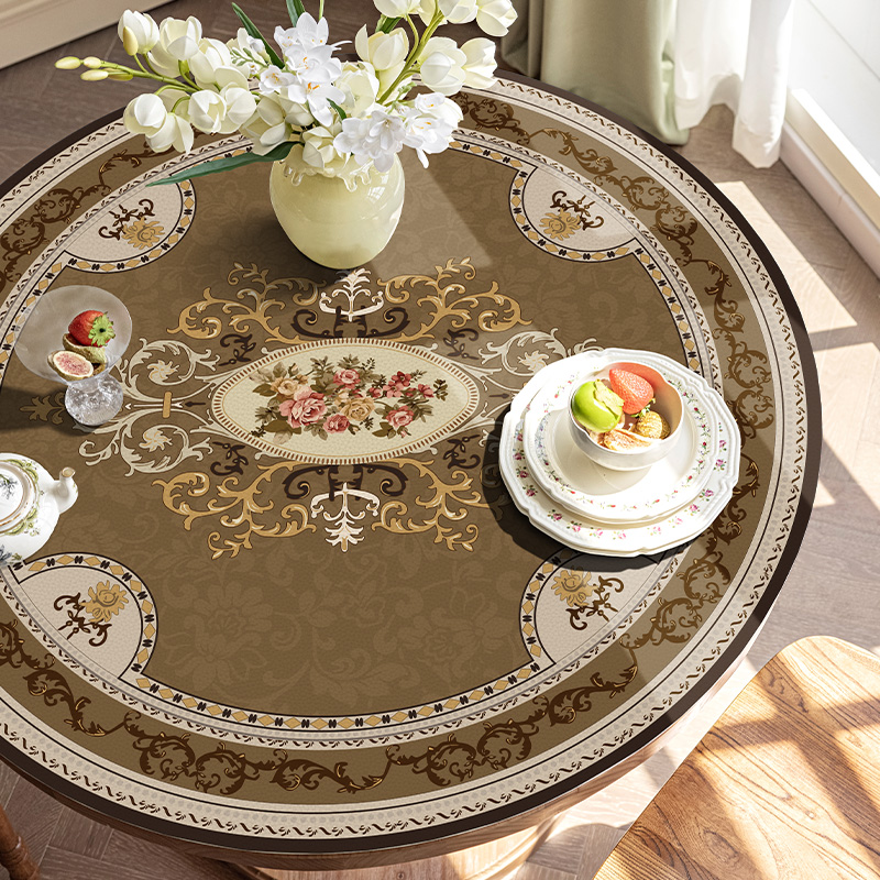 欧式大圆桌桌布高级感小圆茶几桌垫硅胶防水防油防烫免洗餐桌垫