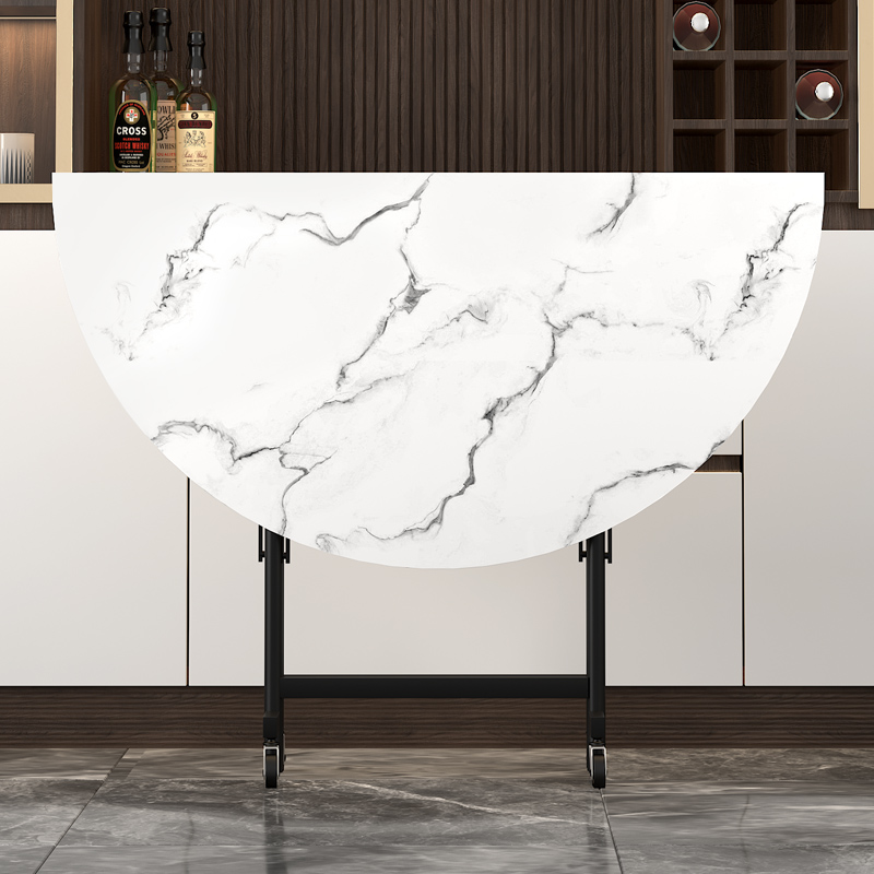 家用折叠桌简易圆形餐桌简约酒店转盘可移动吃饭大圆桌子10人饭桌