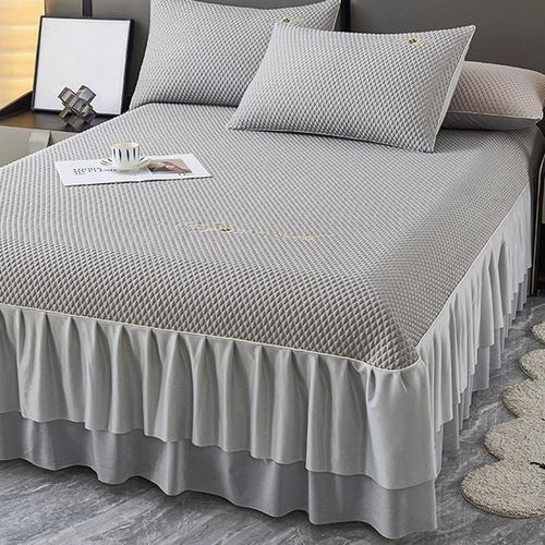 高端套公主风夏季冰丝凉席床裙款三件冰豆豆软席空调席子可机水洗