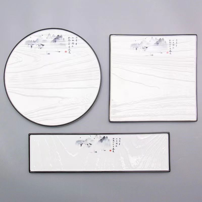 陶瓷平板盘正方盘长方盘酒店手抓牛肉盘创意平盘白盘子糕点盘摆盘