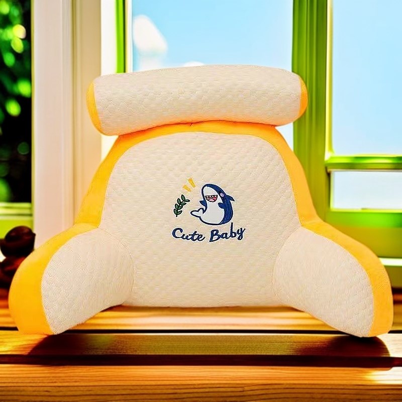 可爱超柔腰靠带头枕靠背靠垫冰豆豆绒绒坐垫靠枕