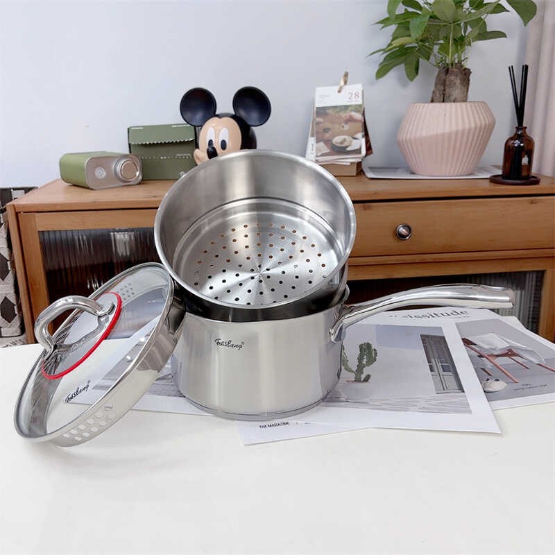 菲仕朗FOSSLNG18/10不锈钢单柄奶锅辅食锅加厚泡面锅小汤锅
