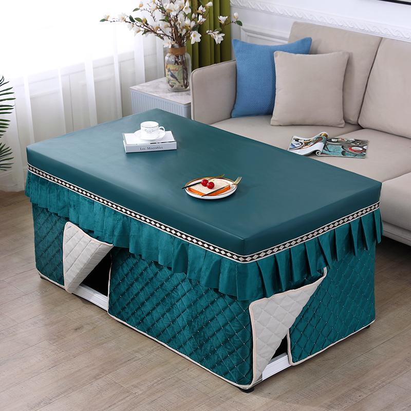 冬季电炉烤火桌罩长方形防水防油免洗皮盖加厚暖绒电取暖炉桌罩